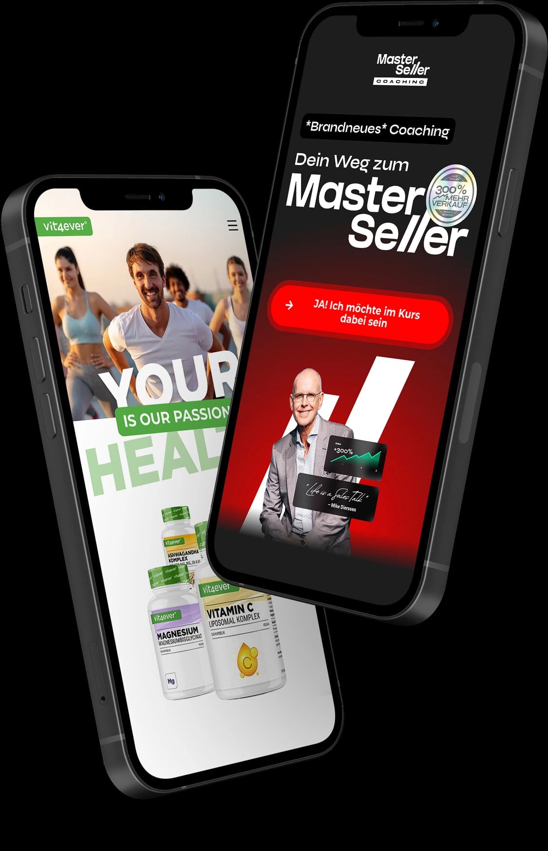 Mobile Websites von vit4ever und MasterSeller, entwickelt von ajk.